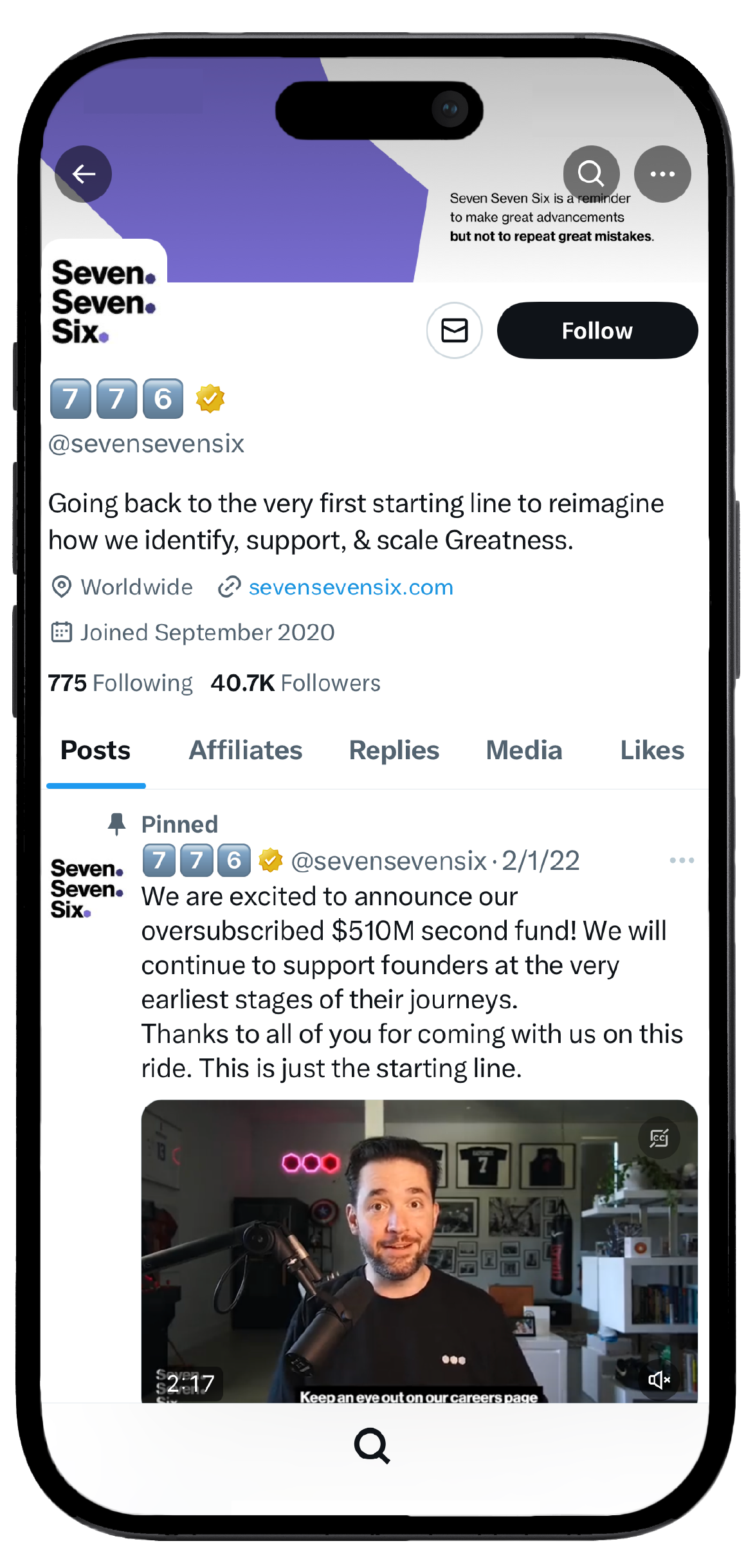 Smartphone displaying Donna karan's Instagram page, showcasing a mockup of the brand's social media interface