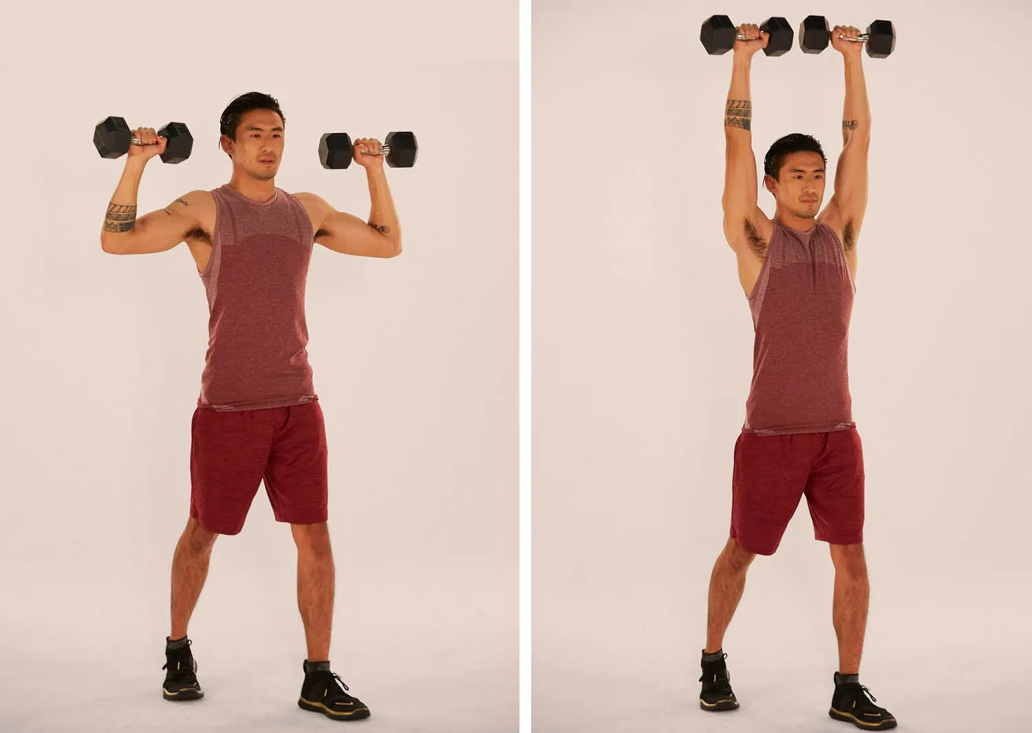 Person doing a Military press in two steps