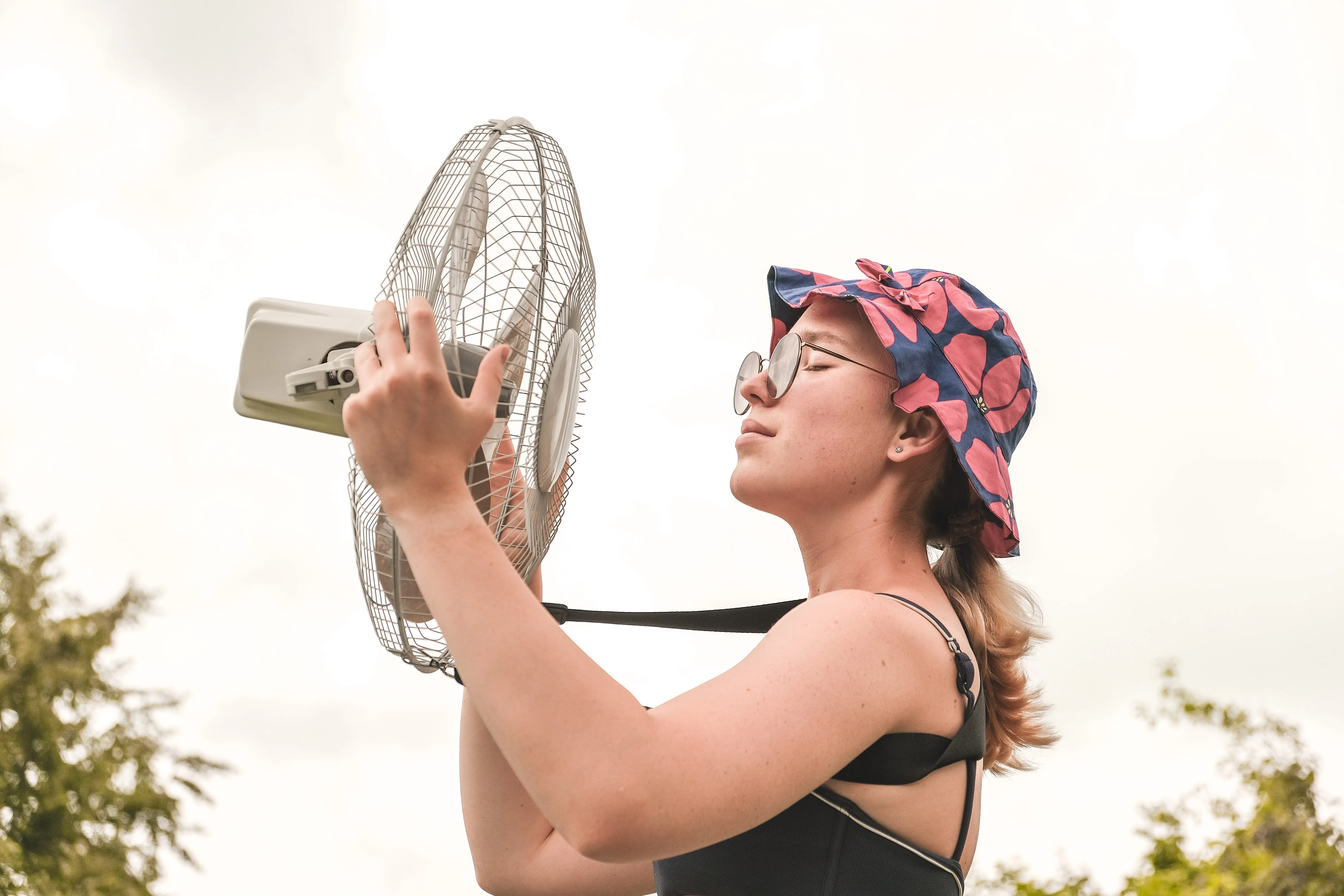 woman with fan
