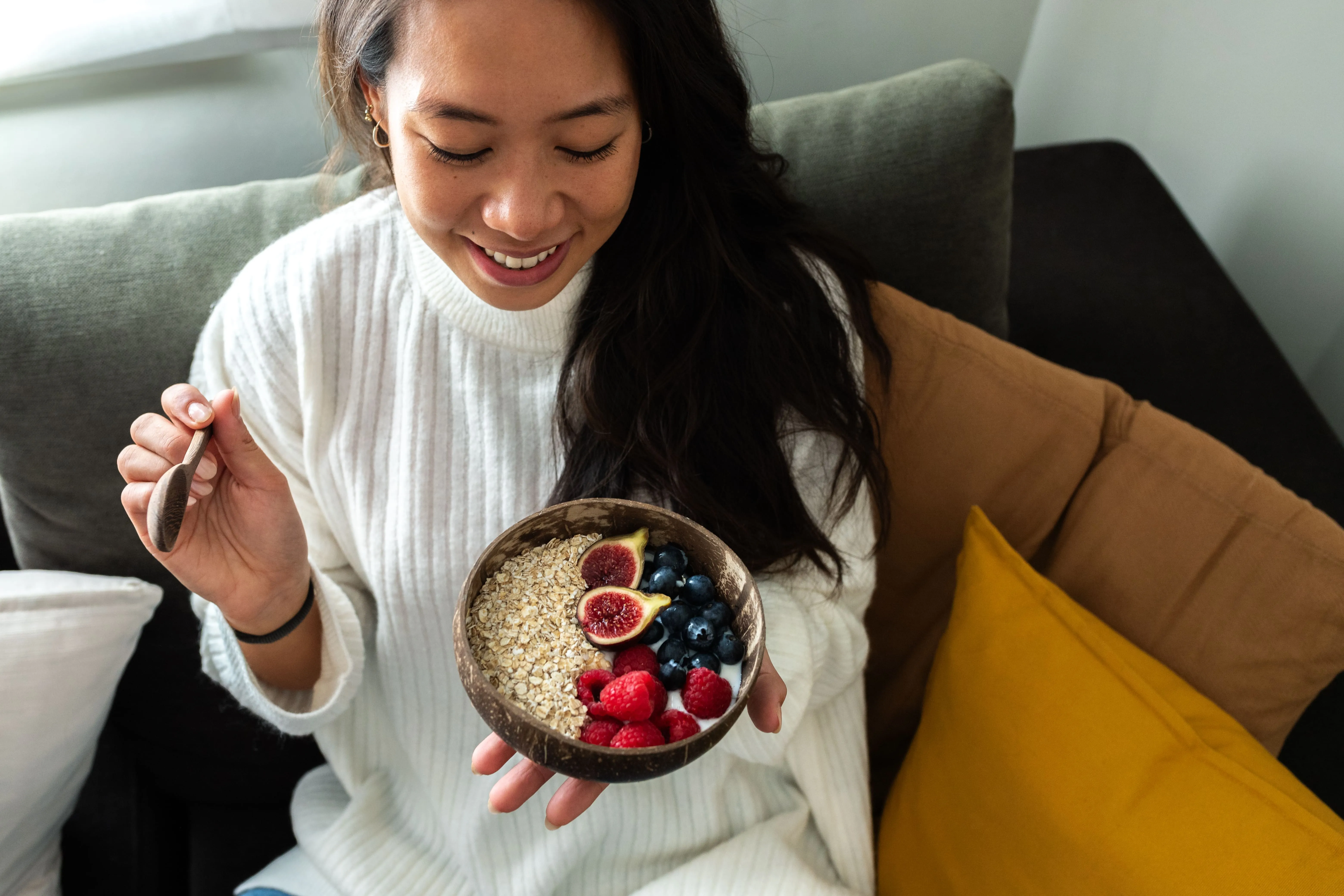 woman eating oatmeal