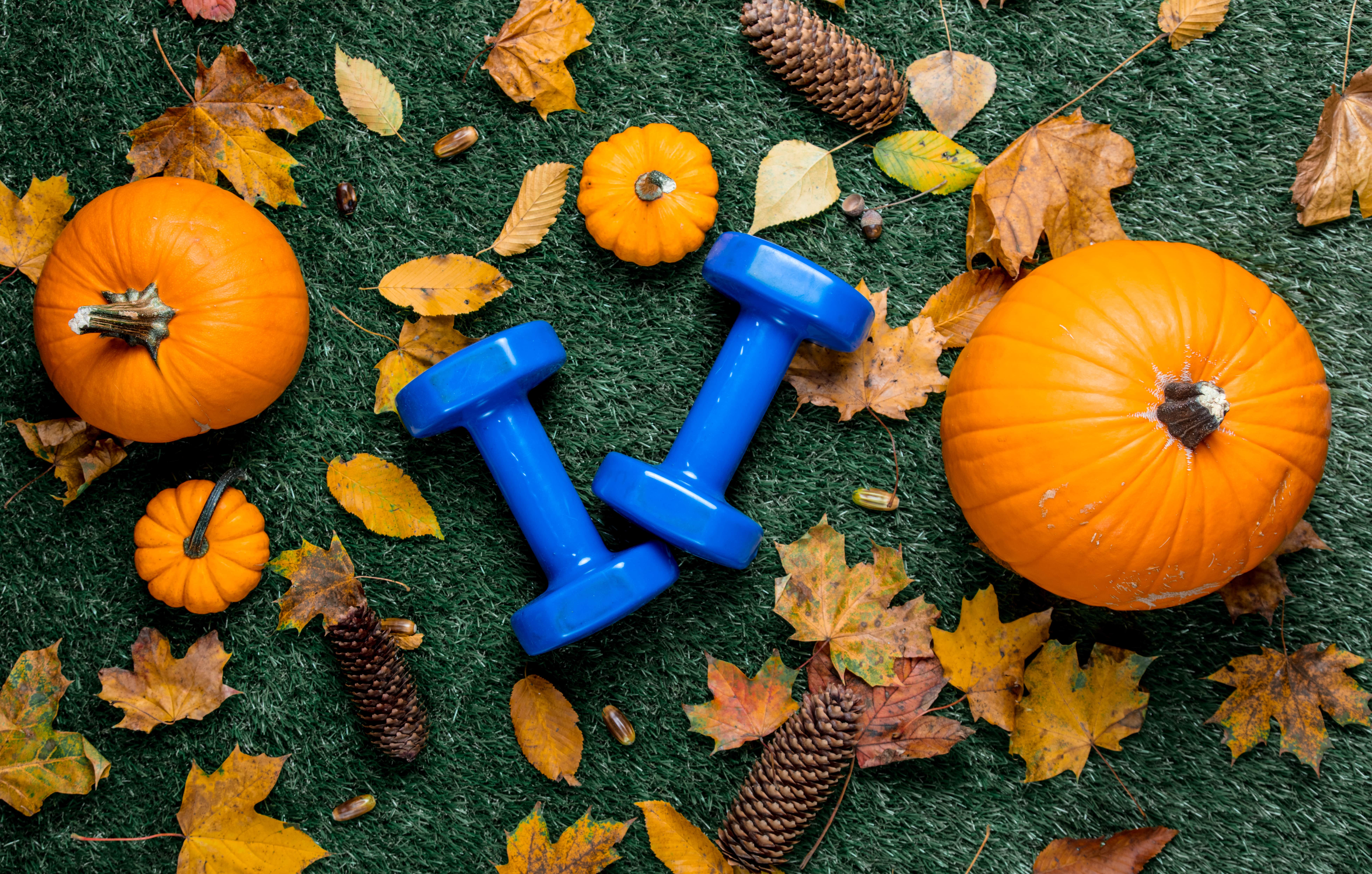 dumbells and pumpkins