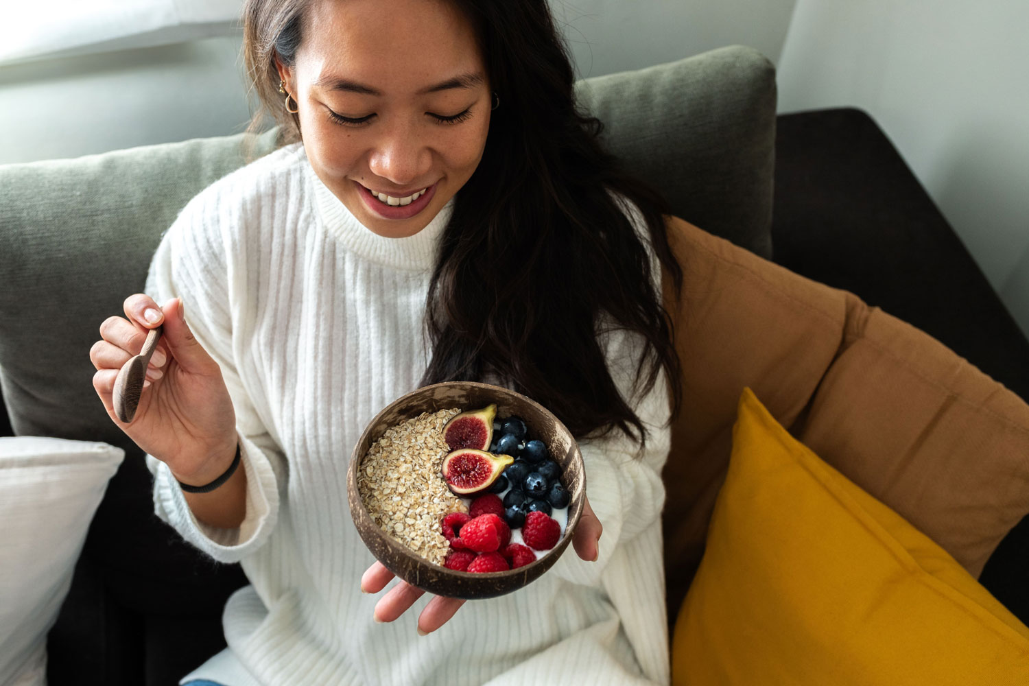 woman eating oatmeal