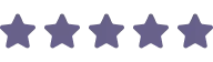 Five purple stars in a row representing perfect rating or top score