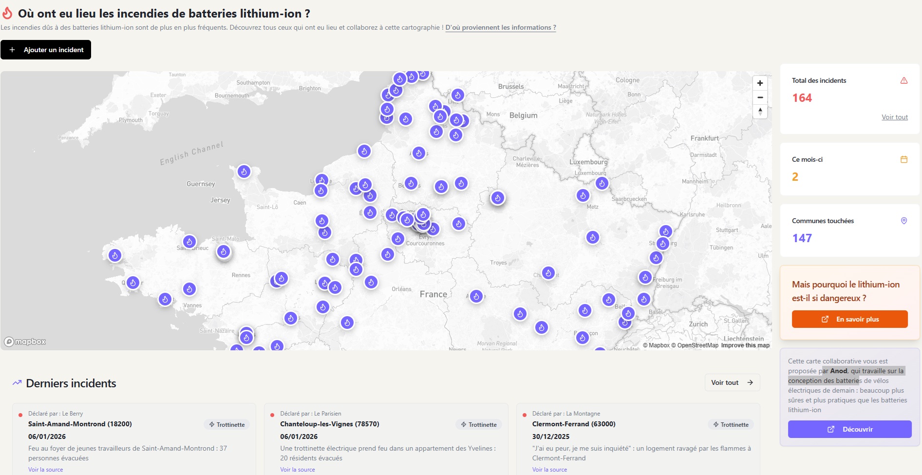 🔥 Incendies de batteries vélo : une cartographie des départs de feux