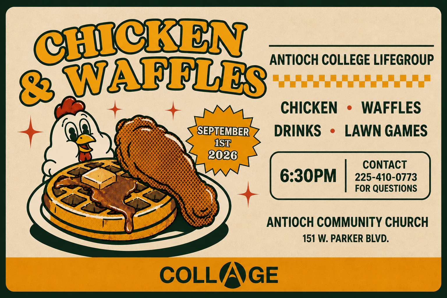 Chicken & Waffles — College Lifegroup event graphic