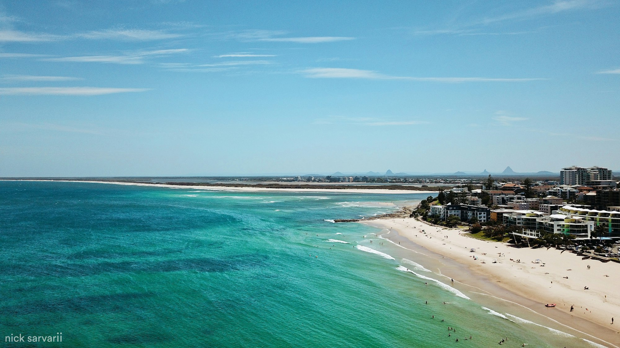 Aerial view of a Sunshine Coast beach and ocean