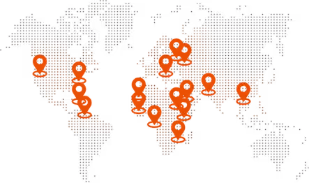 World map with location pointers on it