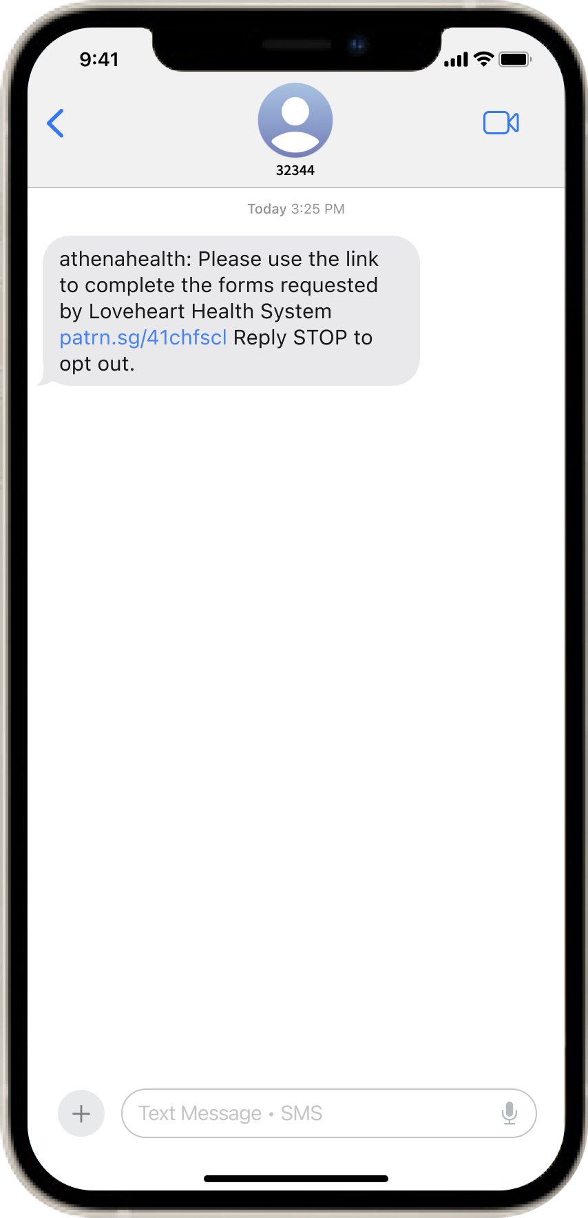 Patient-facing form completion step 1