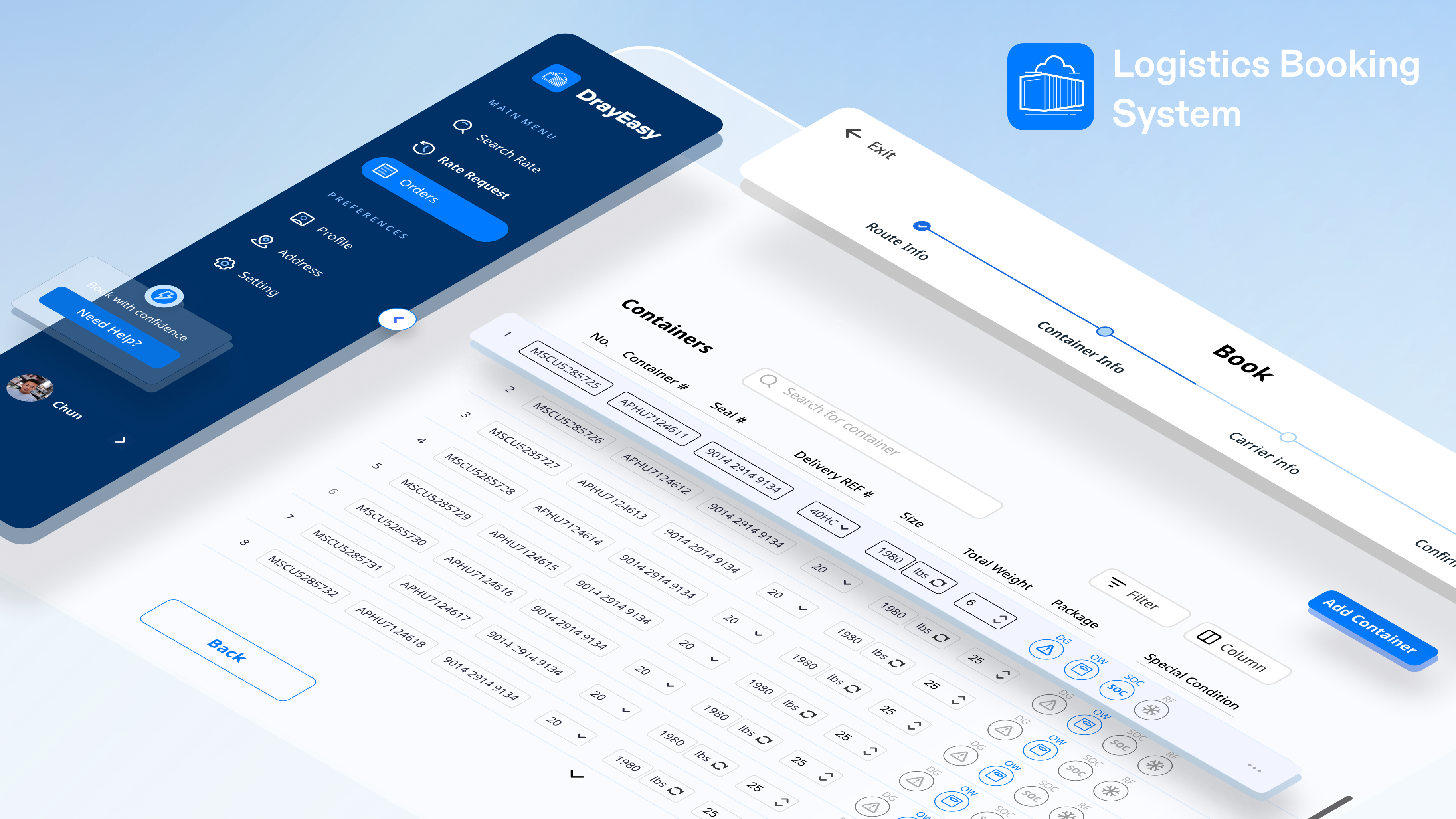 Reinventing Logistics Booking Portal product mockup