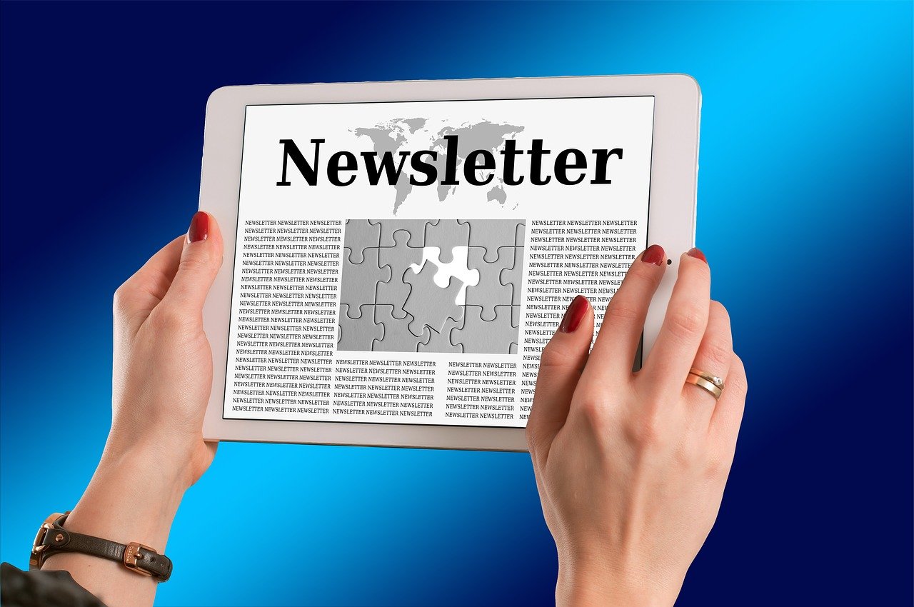 Email newsletter on tablet