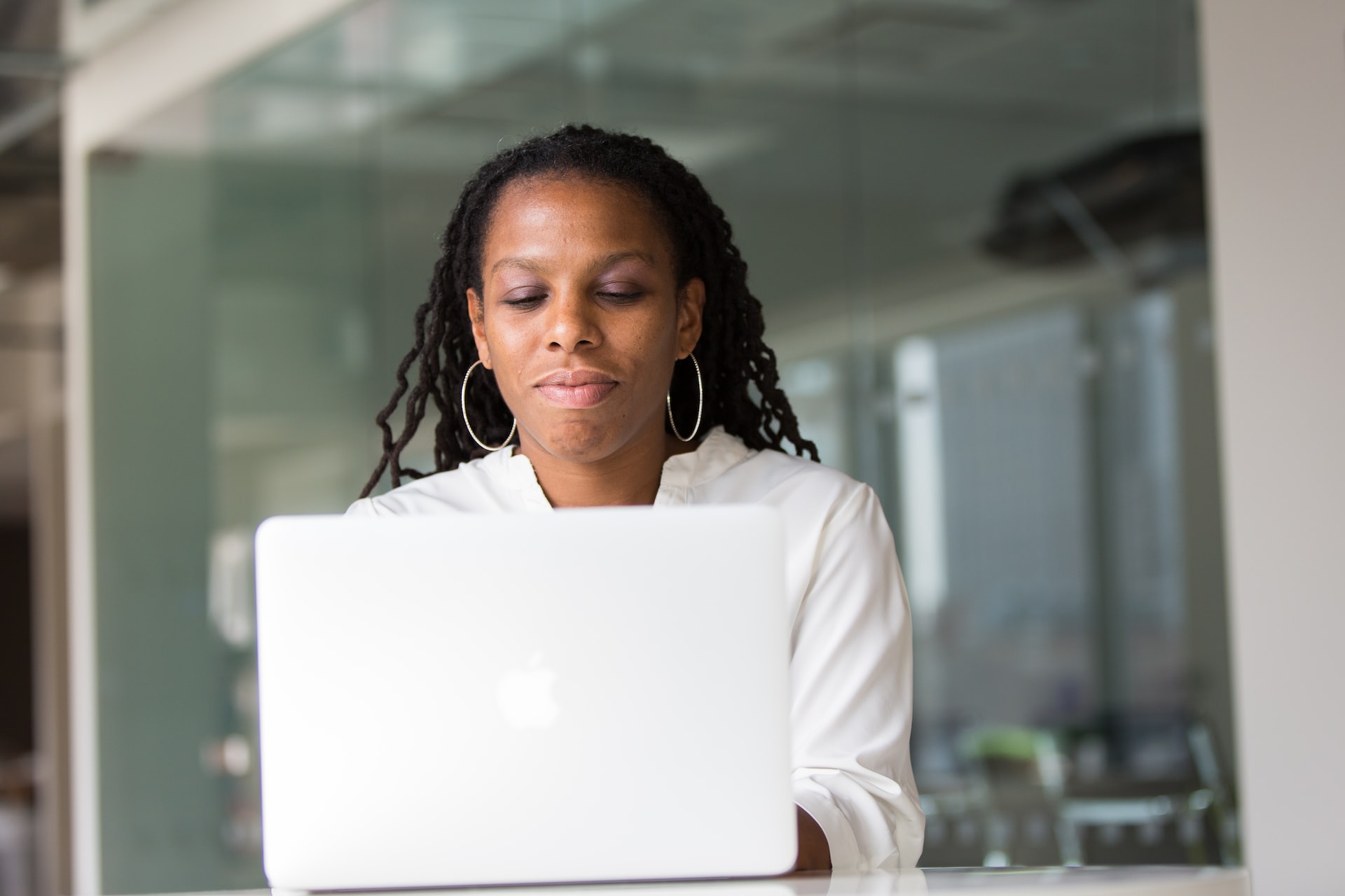 Professional woman working on laptop
