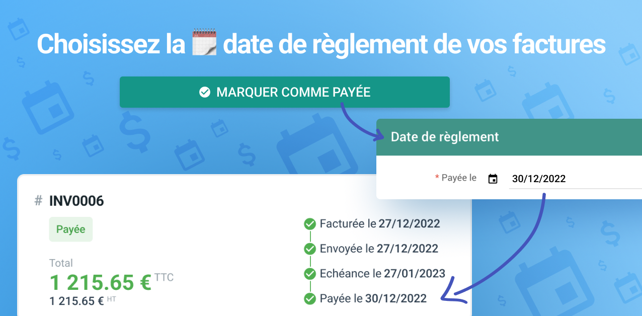 Facture : renseigner la date de règlement