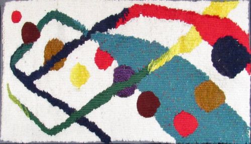 brightly colored wool tapestry by Tabitha Gilmore-Barnes