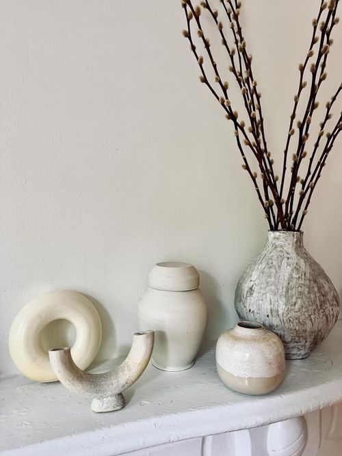 White clay pieces made by Camille Ross