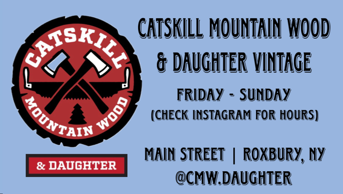 red white and black logo for catskill mountain wood and daughter