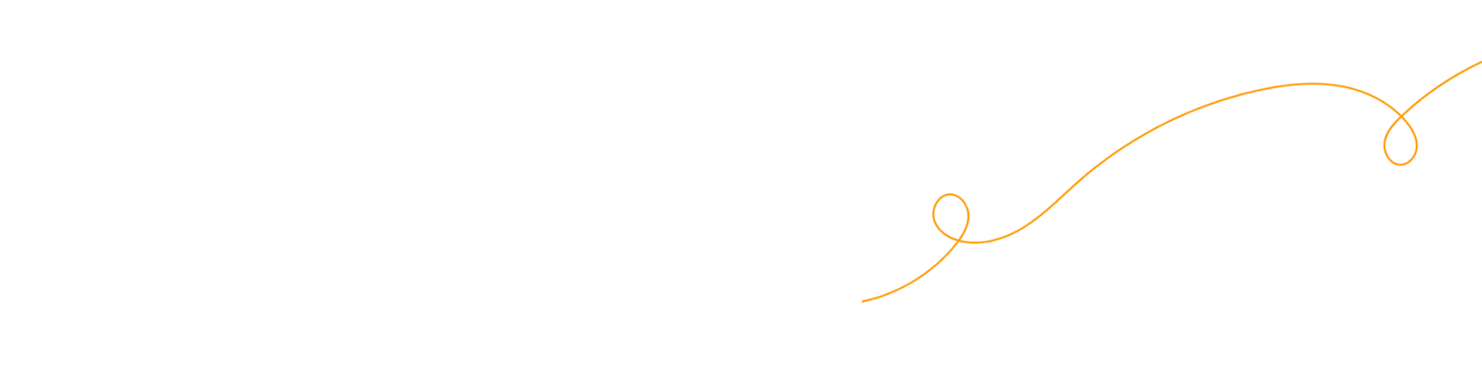 Orange and yellow wavy line pattern with small circular accents on a white background.