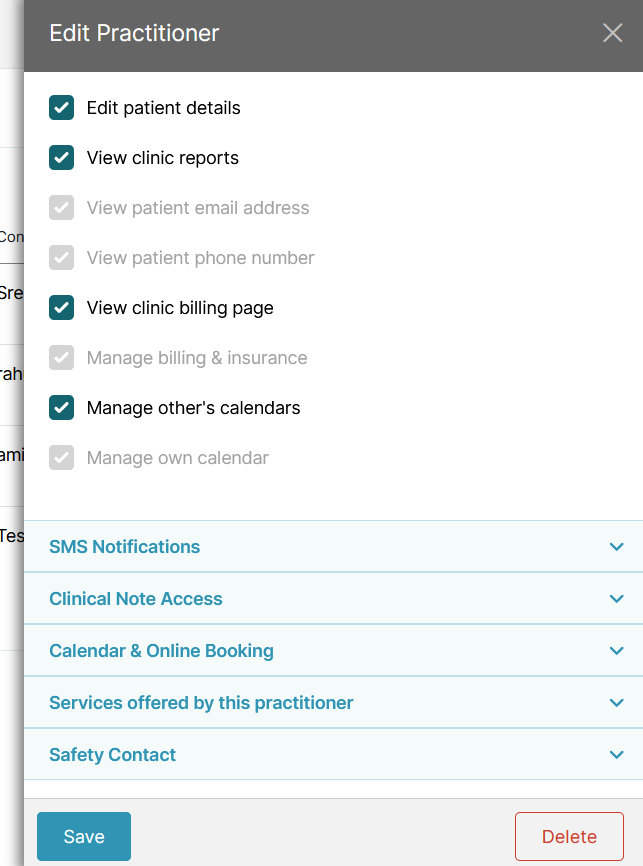 Edit Practitioner Settings - Noterro