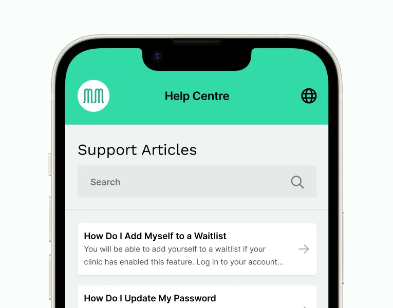 Patients can now get help directly within the Web Portal & App!
