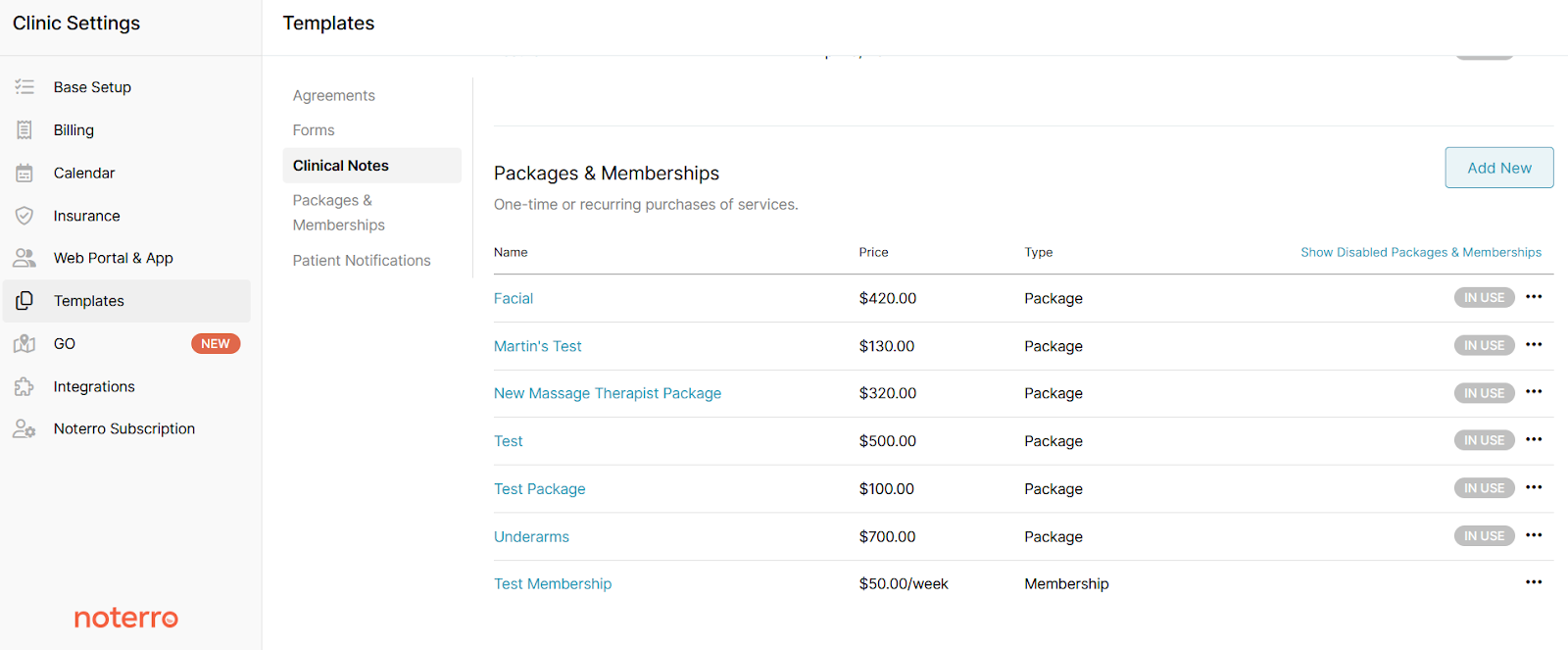 Packages and Memberships