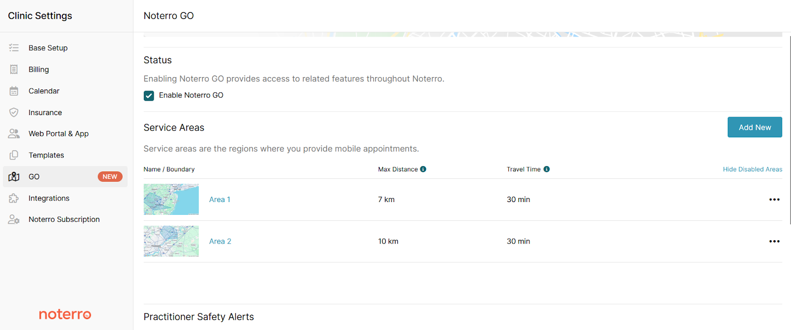 Noterro GO Service Areas