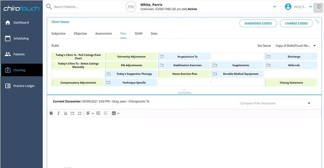 Dashboard view of chirotouch chiropractic billing platform