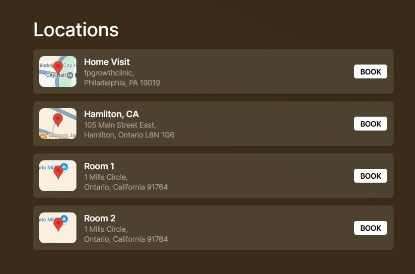 Multi-Location Clinic Website with Home Visits and Online Booking Options