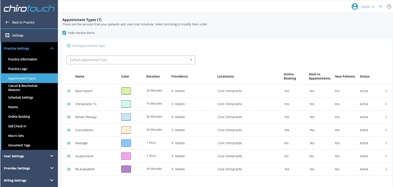 Chiropractic Scheduling Dashboard Overview-ChiroTouch