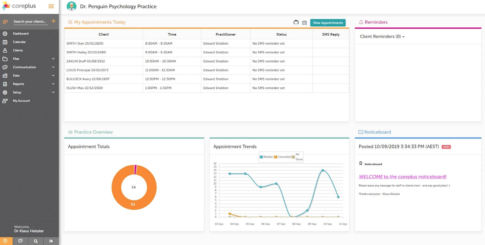 Top cloud-based Osteopathy practice management Software Coreplus
