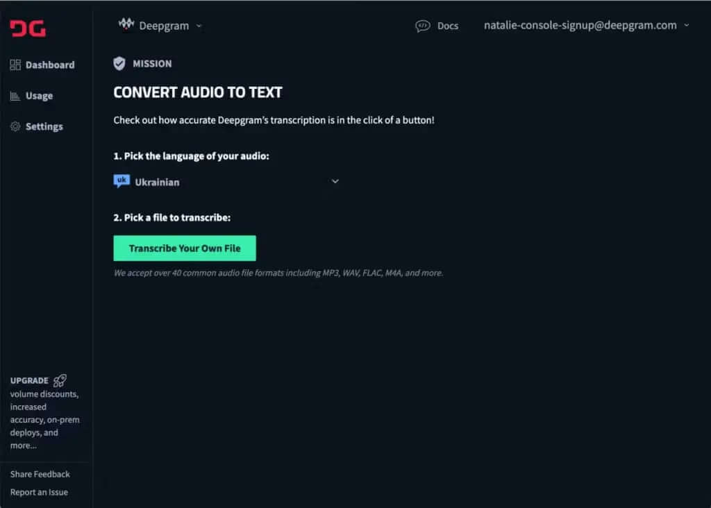 Best speech-to-text technology platform Deepgram