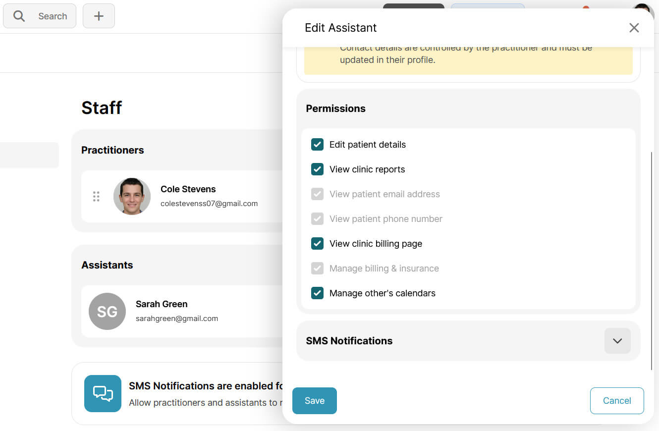 Editing Assistant Roles in Physical Therapy Practice Software