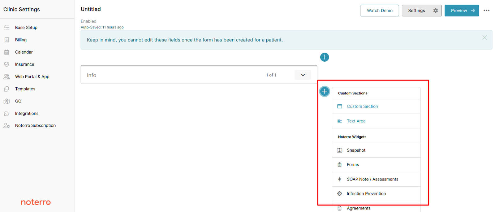 Custom Form Field Setup Interface