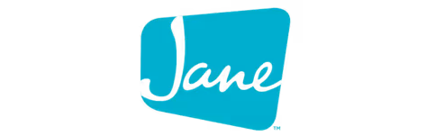 Stylized blue logo with the word 'Jane' written in cursive inside a tilted rectangular shape.