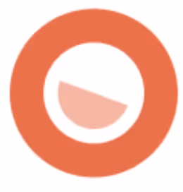 Orange ring with a white center containing a pale orange semicircle tilted inside.