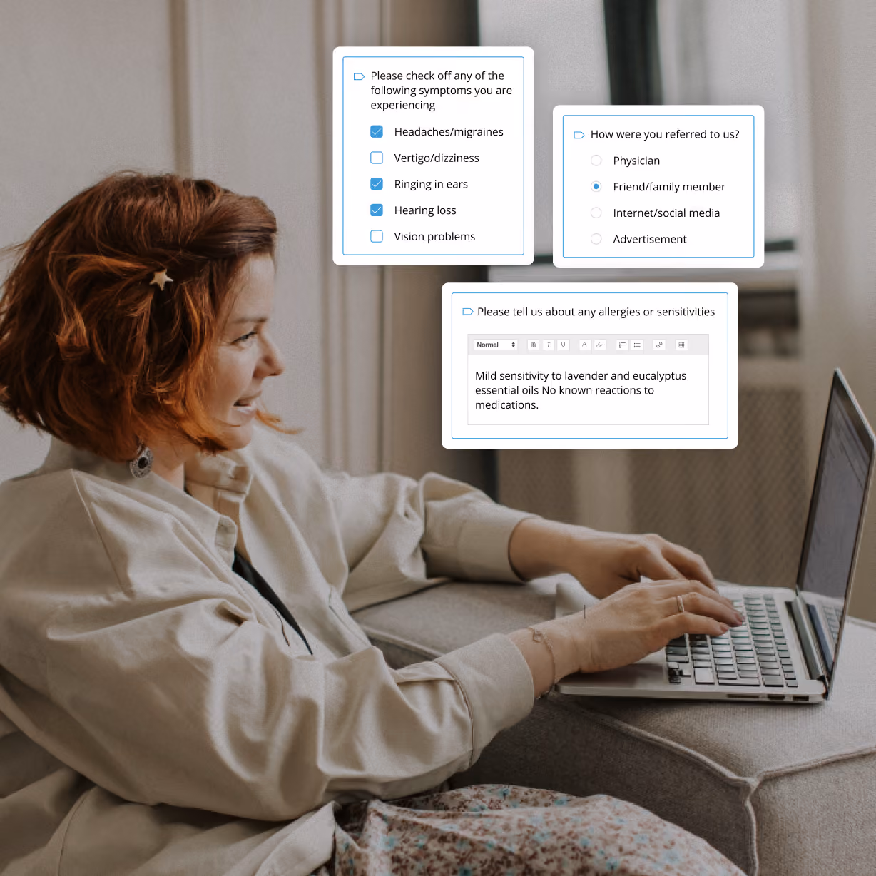 ClinicSense practice management interface preview.