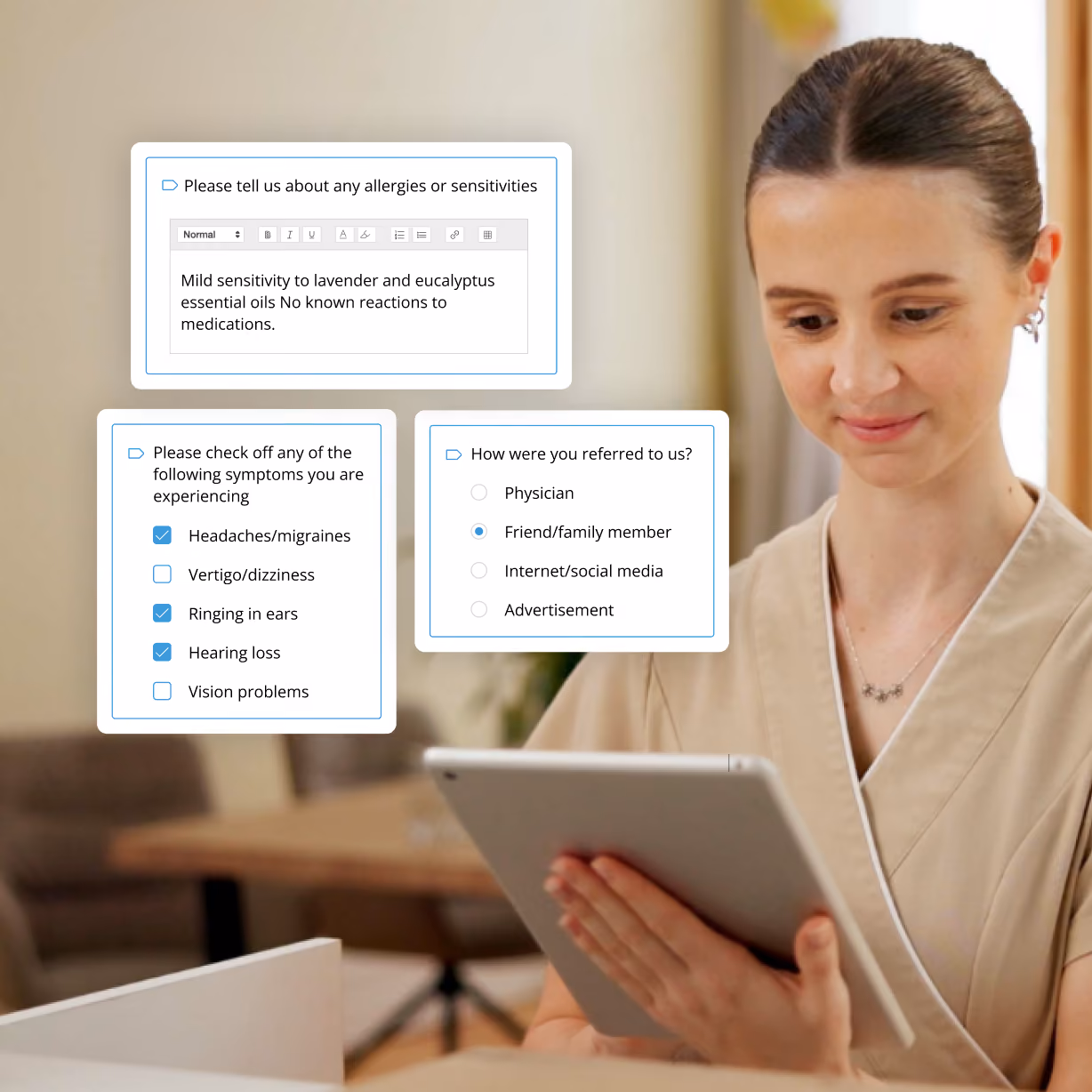 ClinicSense appointment booking interface preview.