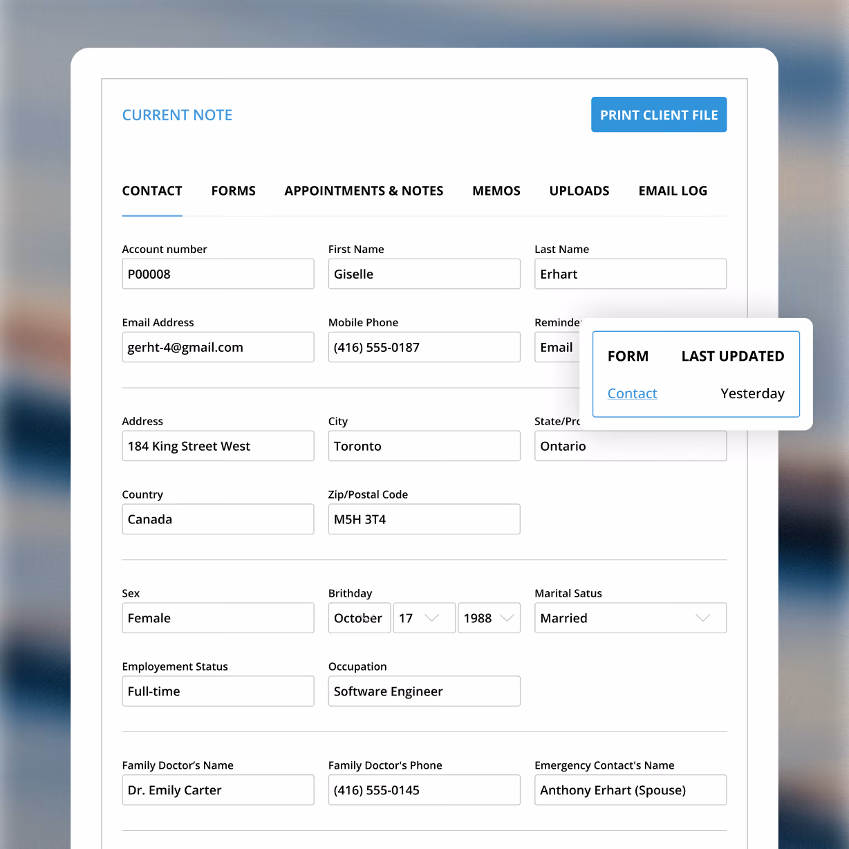 client file in clinicsense