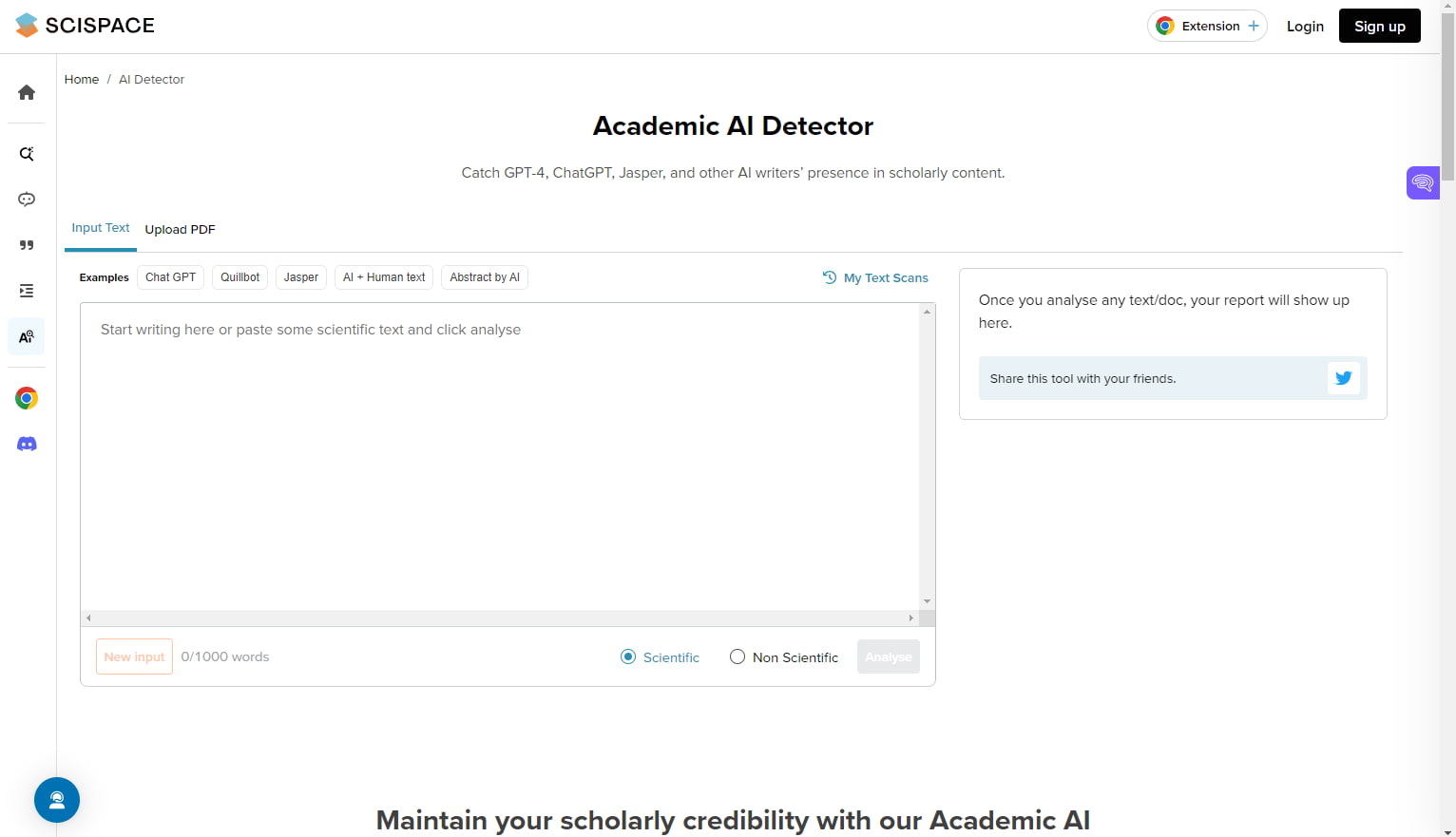 Typeset AI Detector Landing Page