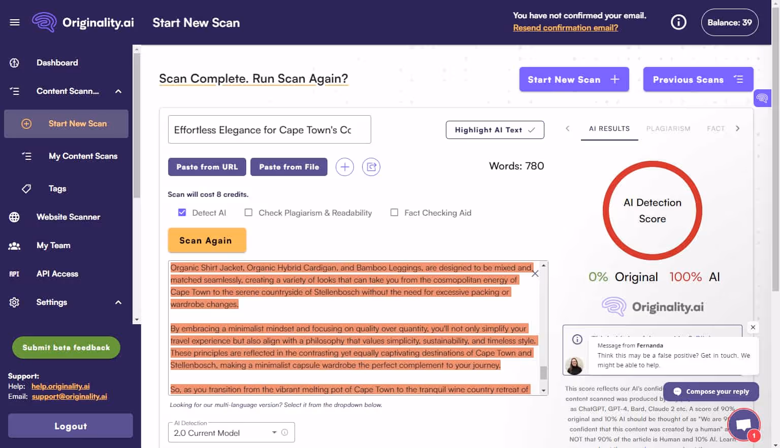 Claude AI Generated Content Get detected By Originality.ai