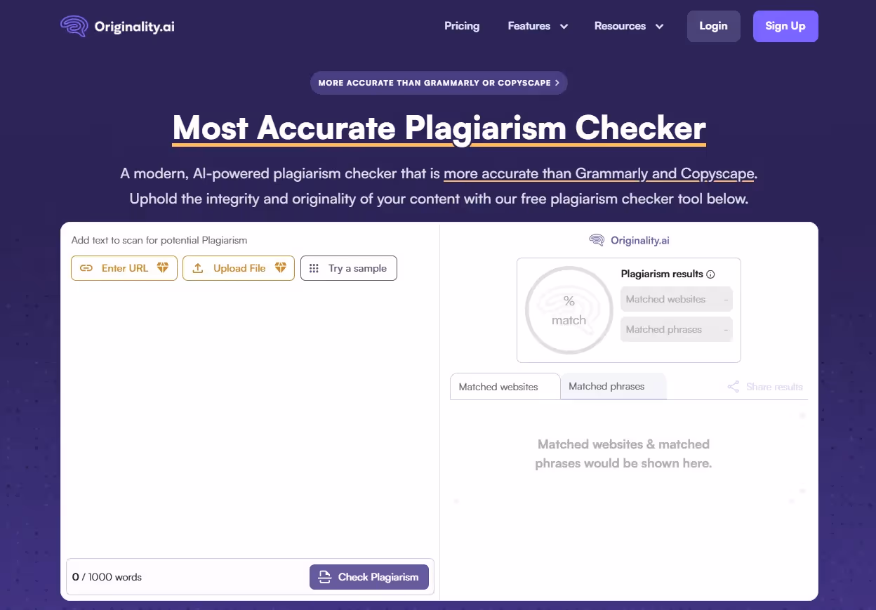 1. Originality.ai: Best overall AI and plagiarism checker