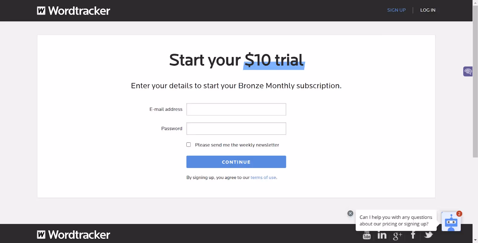Step 1: Check out the Wordtracker trial