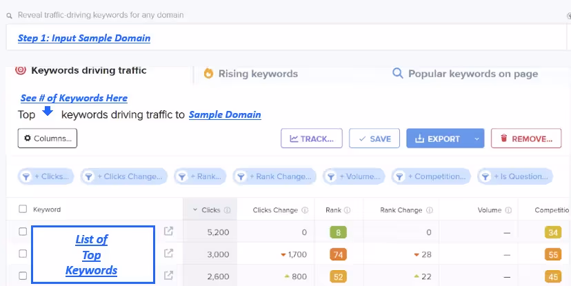 2. Rank tracking by ‘Domain’