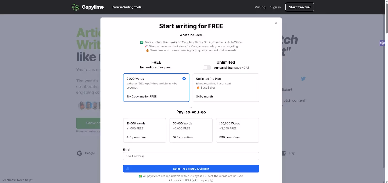 How Much Does Copylime Cost?
