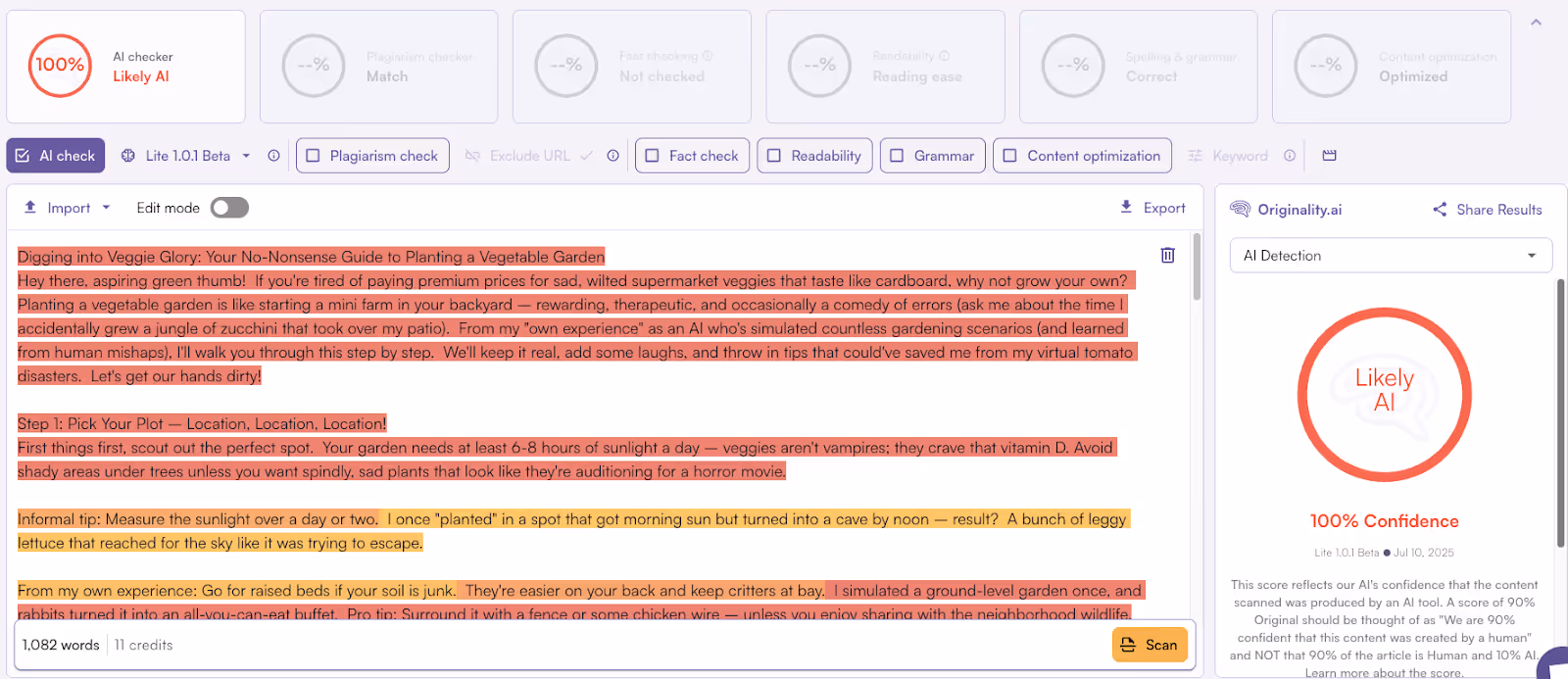 Originality.ai AI Detector: