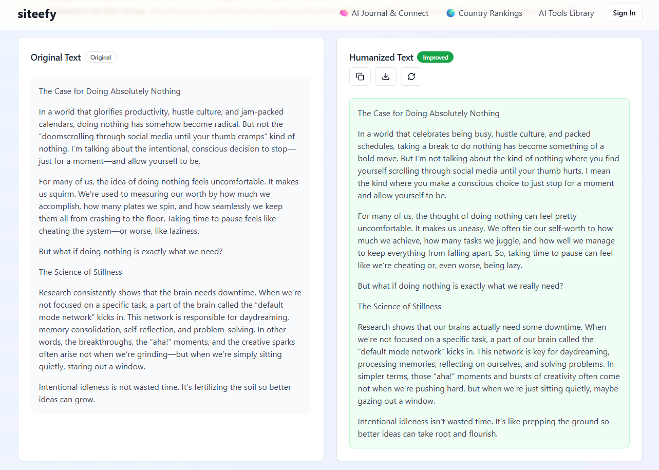 Siteefy AI Humanized Text