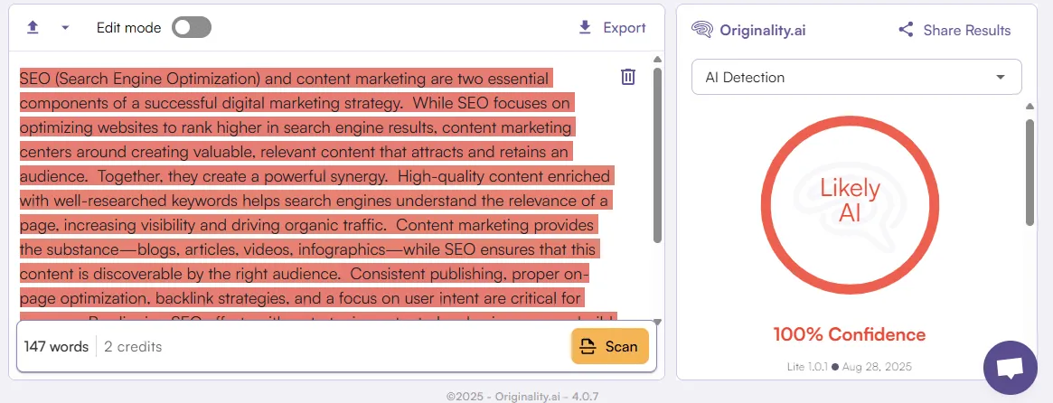 Originality.ai AI Score