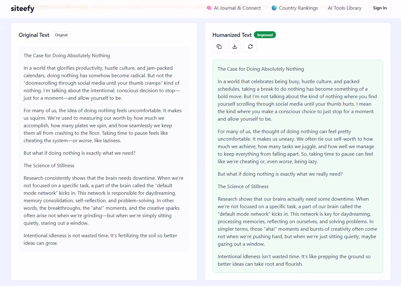 Siteefy AI Humanized Text
