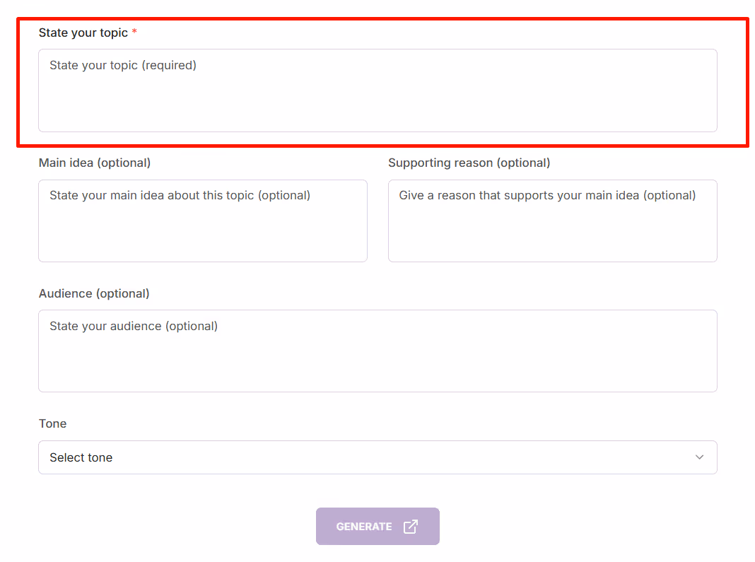 State your topic (required)