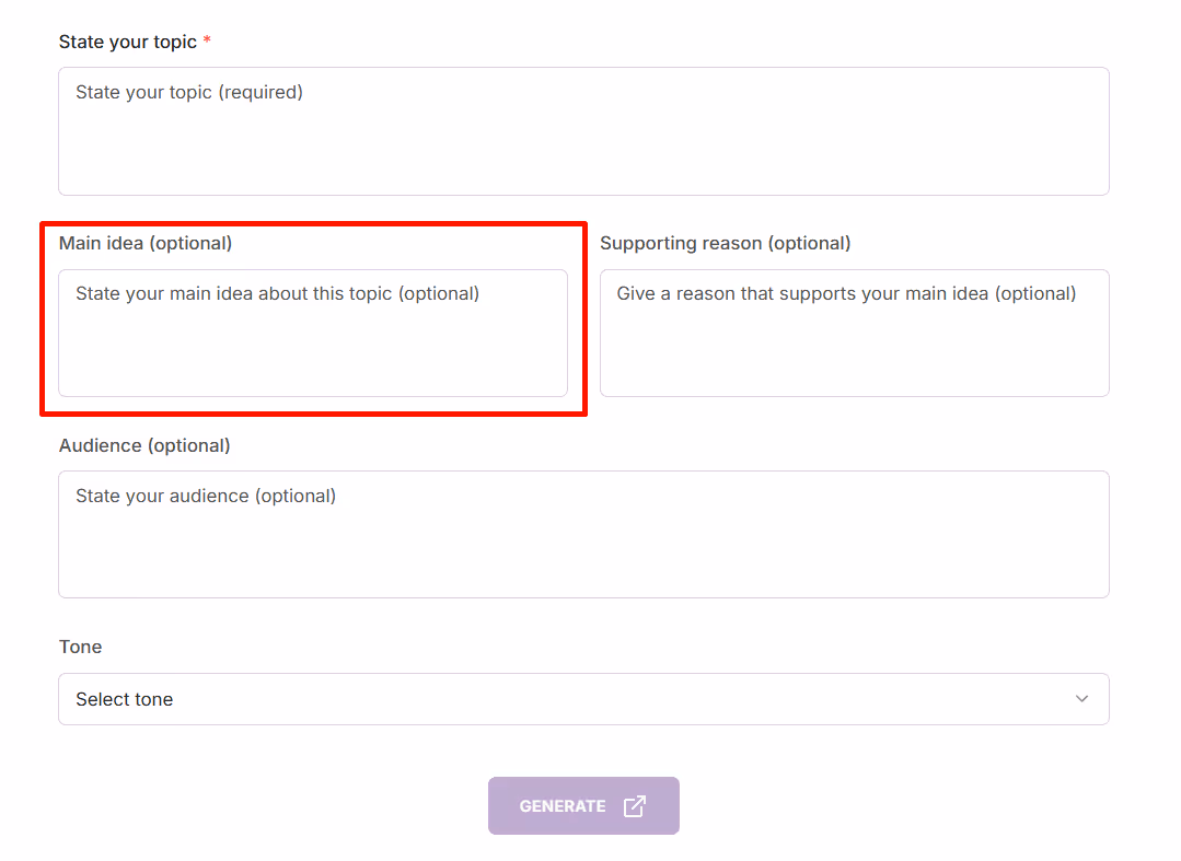 Enter your main idea (optional)