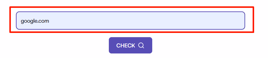 Enter a domain name - Type the domain you want to check (e.g., example.com) into the input box