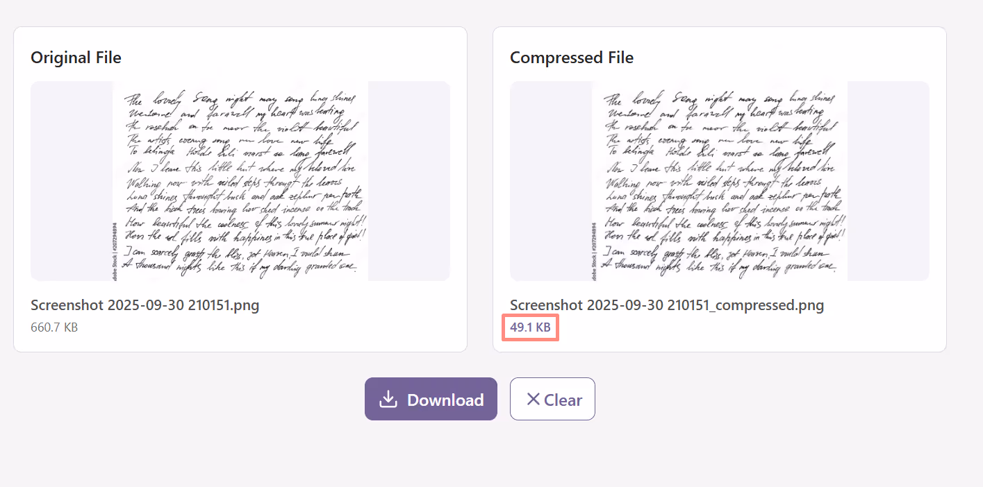 View compression results 
